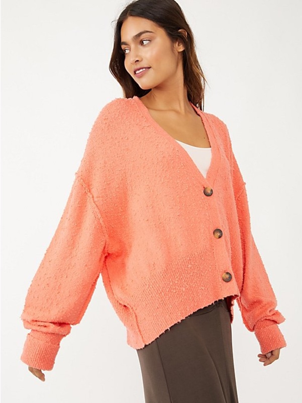 Free People | Found My Friend Cardi cardigan | Coral | Size M